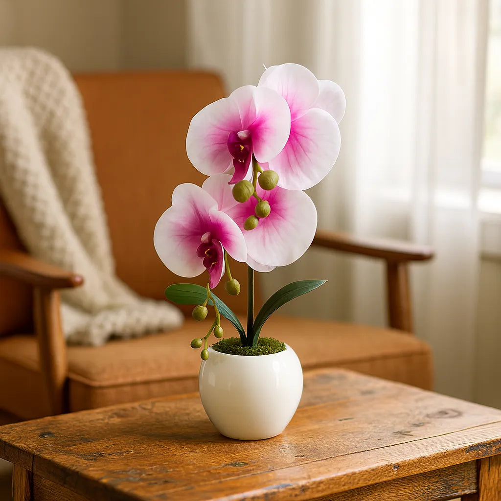 Orchidée Phalaenopsis 30 cm avec pot en céramique